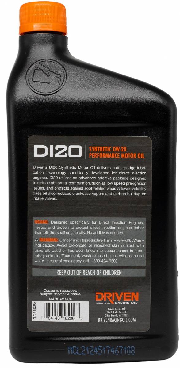 DI20 0W-20 Synthetic Direct Injection Performance Motor Oil