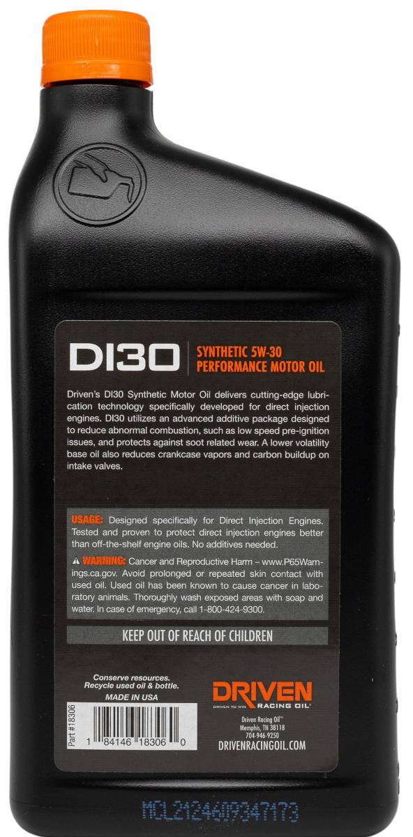 DI30 5W-30 Synthetic Direct Injection Performance Motor Oil