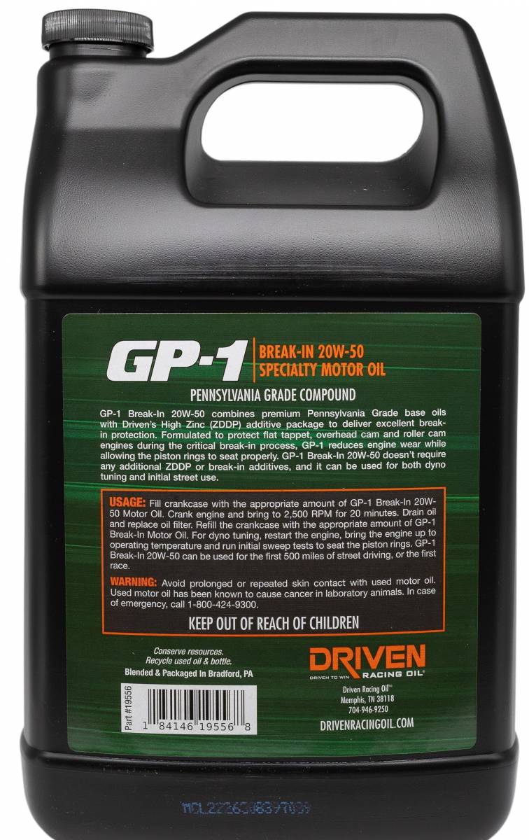 GP-1 Break-In Engine Oil 20W-50 - Gallon