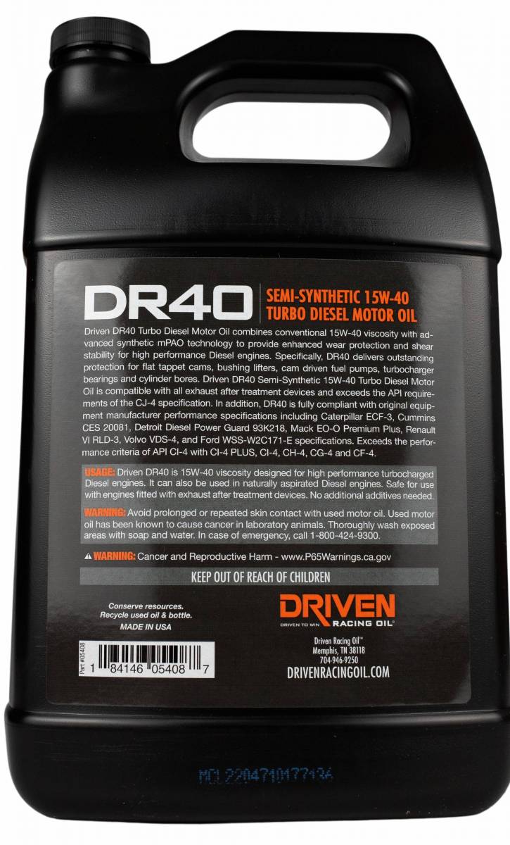 DR40 Turbo Diesel Oil 15W-40 - 1 Gallon