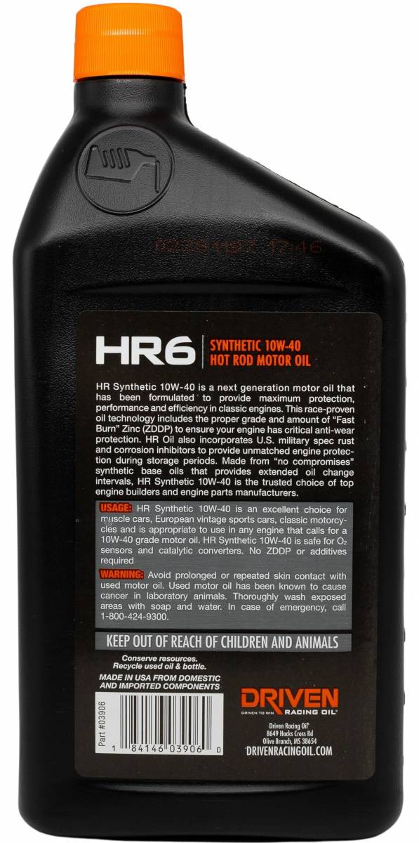 HR6 10W-40 Synthetic Hot Rod Oil – Driven Racing Oil Australia