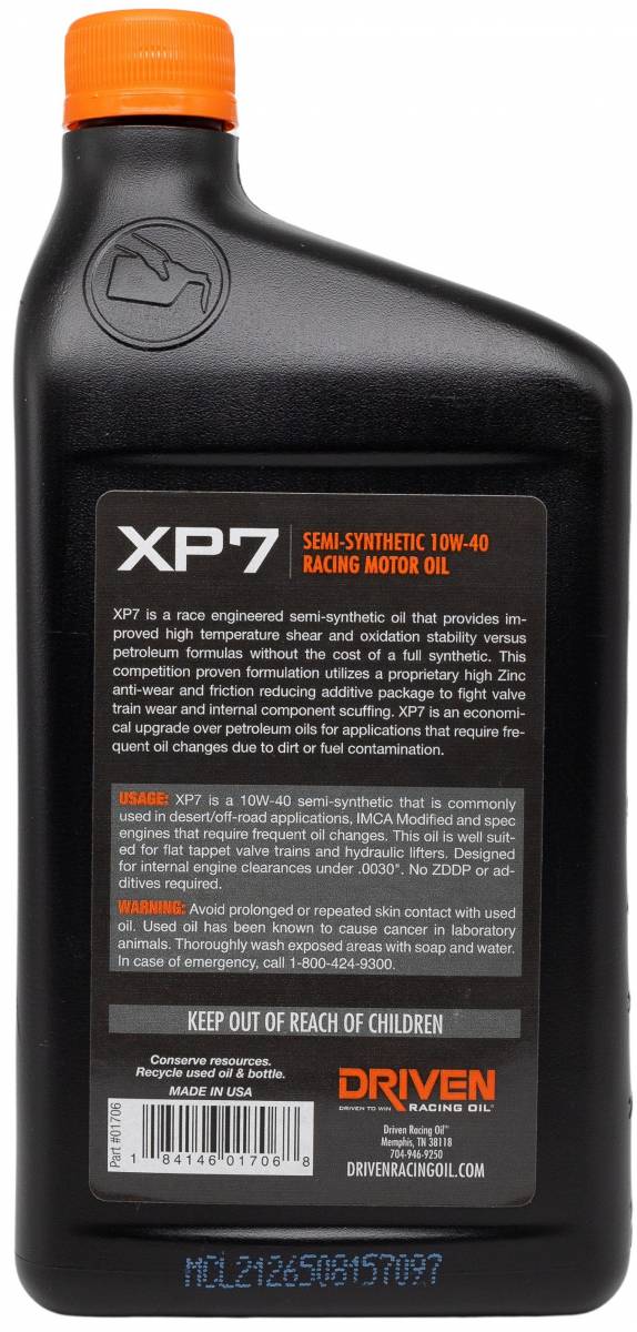 XP7 10W-40 Semi-Synthetic Racing Oil